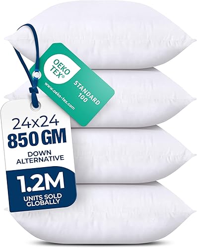 Miniatura 23 de Utopia Bedding - Relleno de almohadas decorativas (juego de 24, color blanco), almohadas de 16 x 16 pulgadas para sofá, cama y sofá de relleno