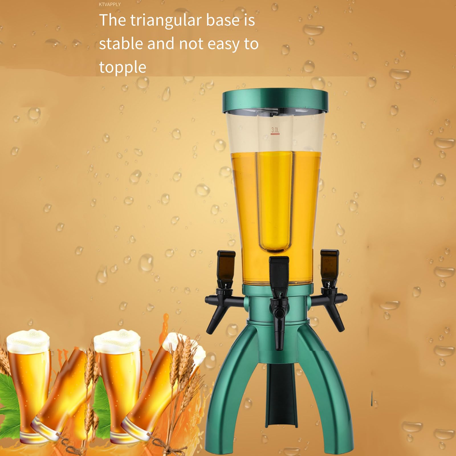 Dispensador de torre de cerveza de 3 litros Dispensador de bebidas de sobremesa con triple grifo de refrigeración para bar Fiesta Restaurante,Red