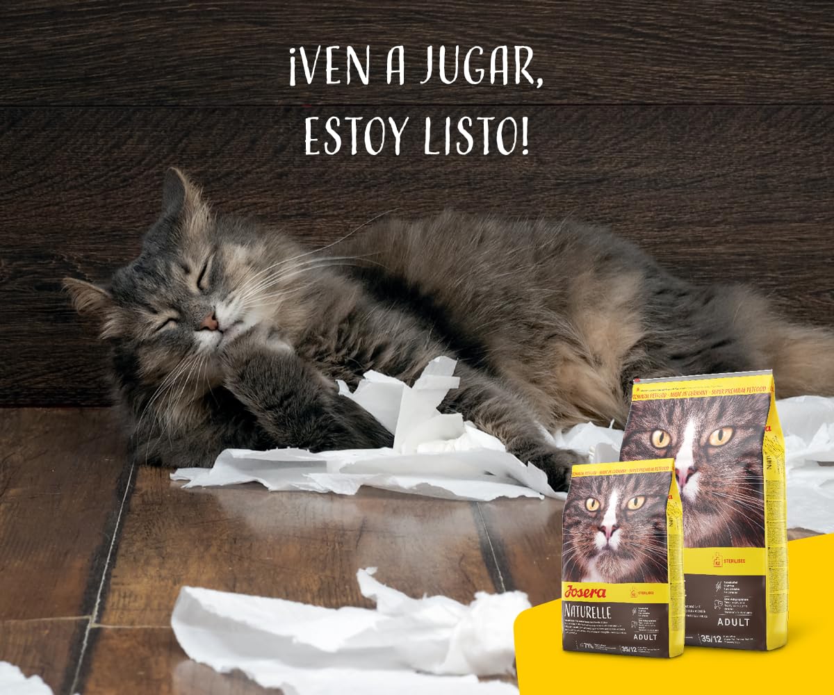 JOSERA Naturelle (1 x 10 kg) | Adultos | Pienso seco Gatos Adultos esterilizados | Aves y Trucha | con un Contenido moderado en Grasas | Sin Cereales | Pack 1