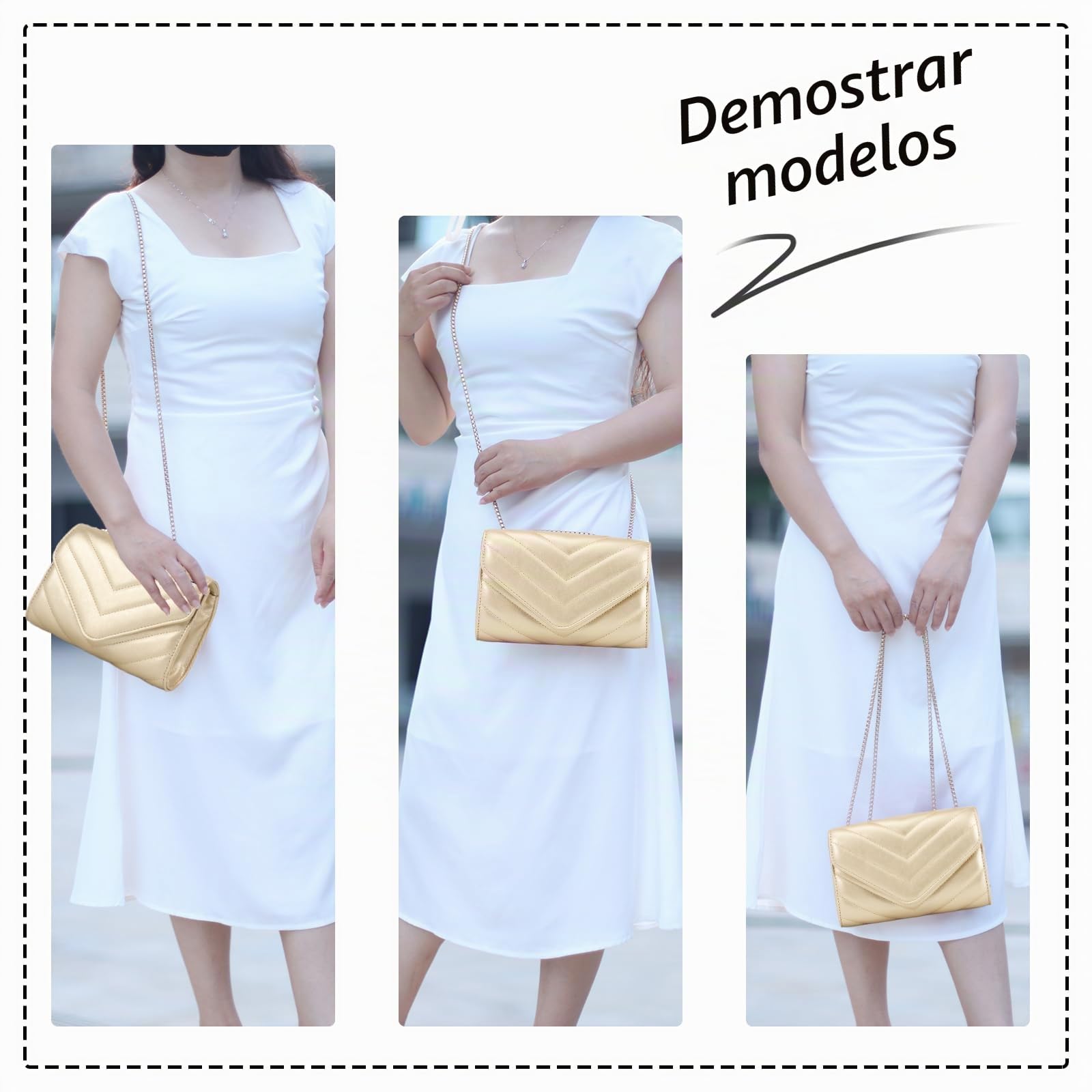 Bolsos de Piel de PU para Mujer Elegante Bolso de Noche de Diseño Monederos de Embrague Bandoleras Acolchadas Pequeñas