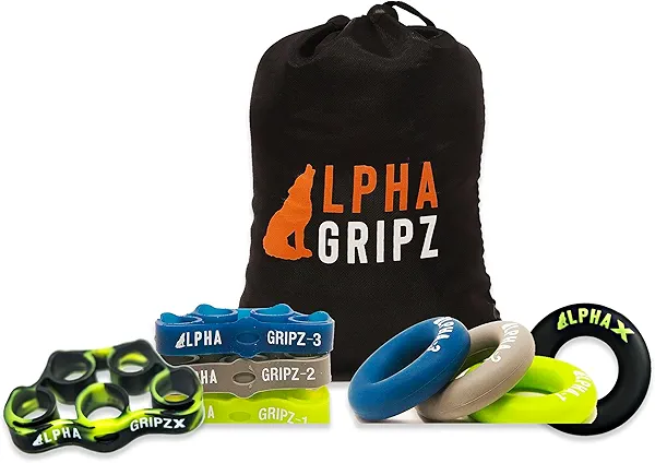X-TREME ALPHA GRIPZ Set - Strongman Extensor Trainers/Grip Strength Trainer/Complete Forearm Strengthener/Finger Strengthener, Fast Pain Relief from tendonitis, Carpal Tunnel, Arthritis