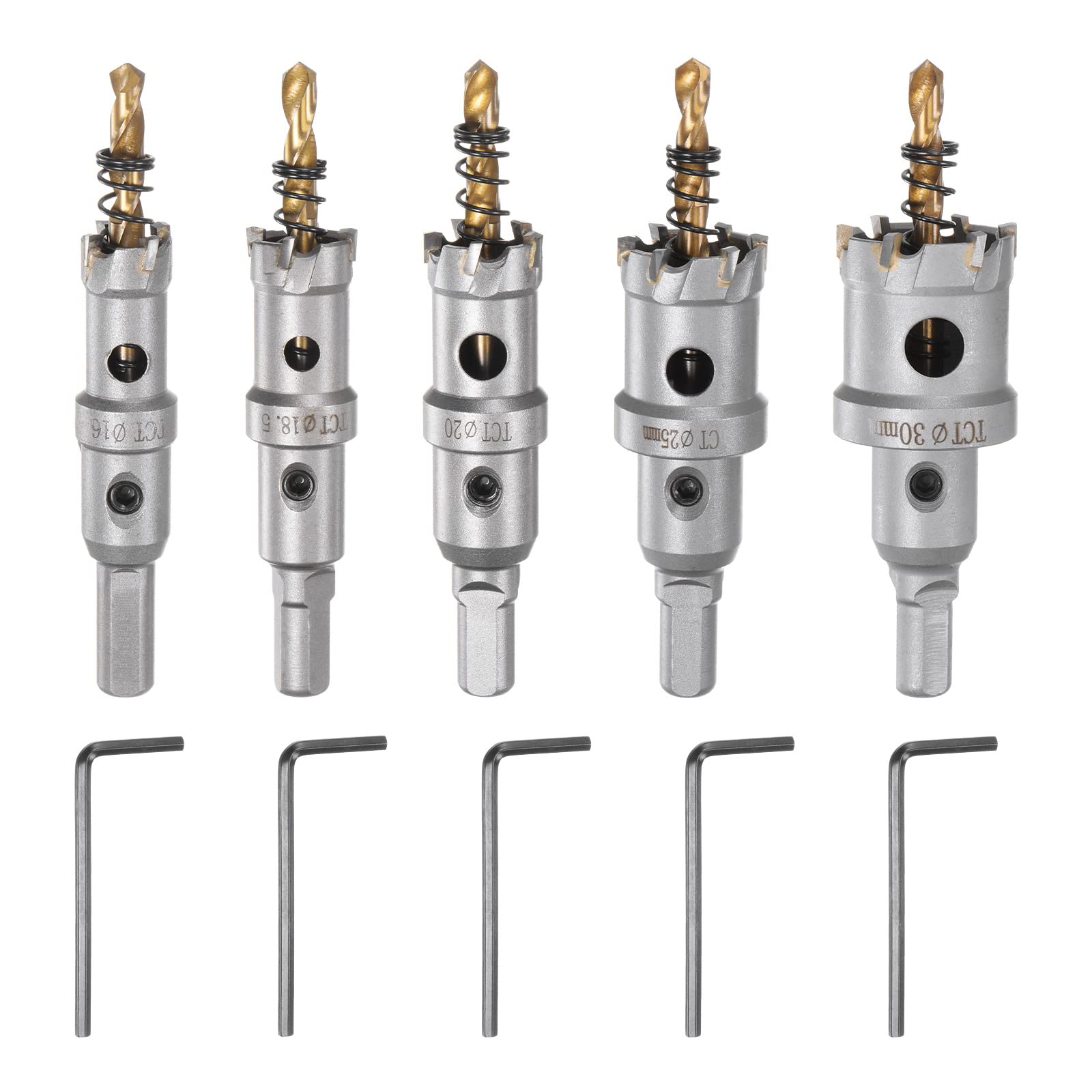 Buy sourcing 5pcs Metal Hole Saw Kit TCT Carbide Cutter 5/8" to 13/16