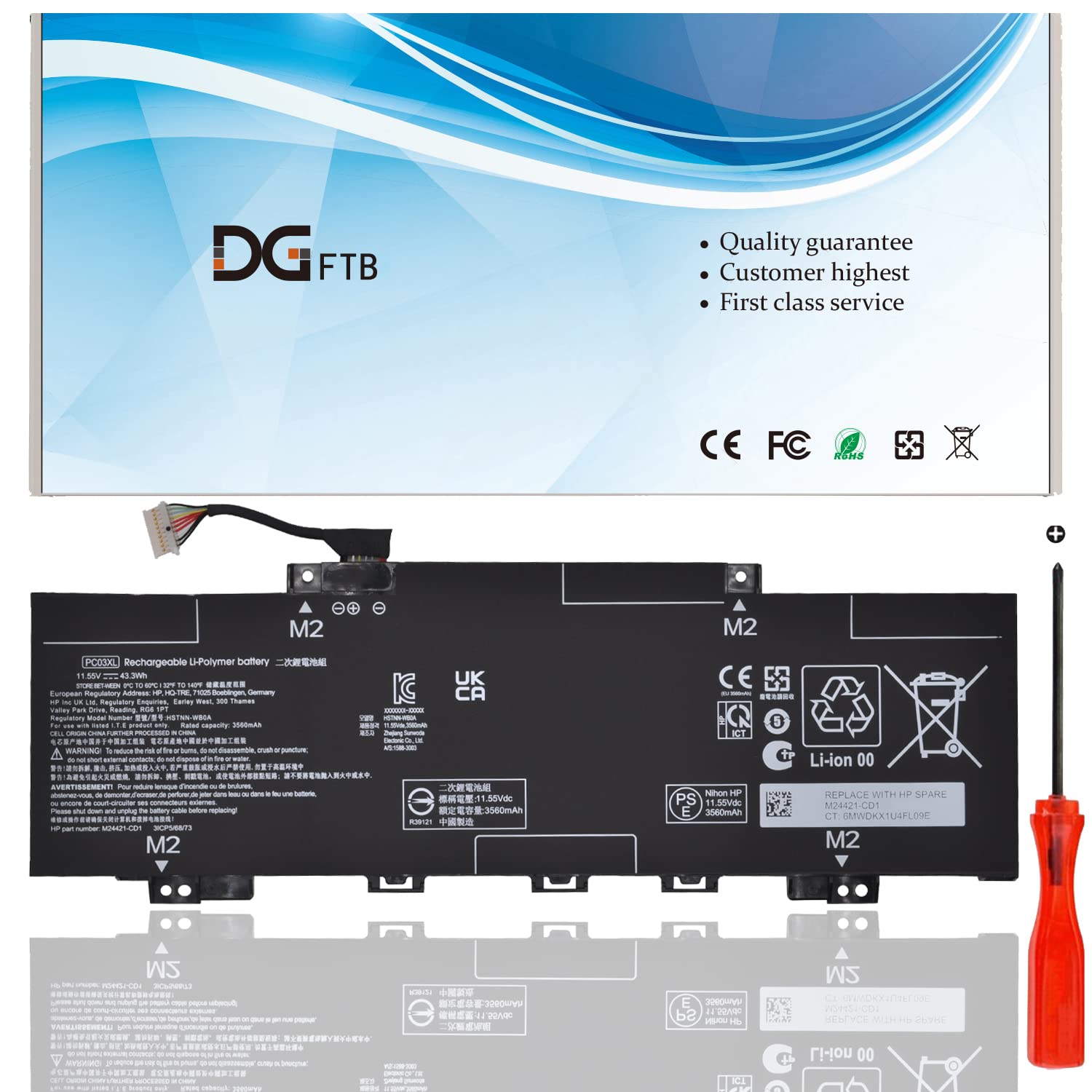 Amazon.com: DGFTB PC03XL Laptop Battery Replacement for HP
