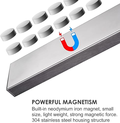 Miniatura 3 de Enkrio Tira magnética para cuchillos  Soporte magnético de acero inoxidable mejorado de 15.7 pulgadas para pared con tipo 3M, estante de barra