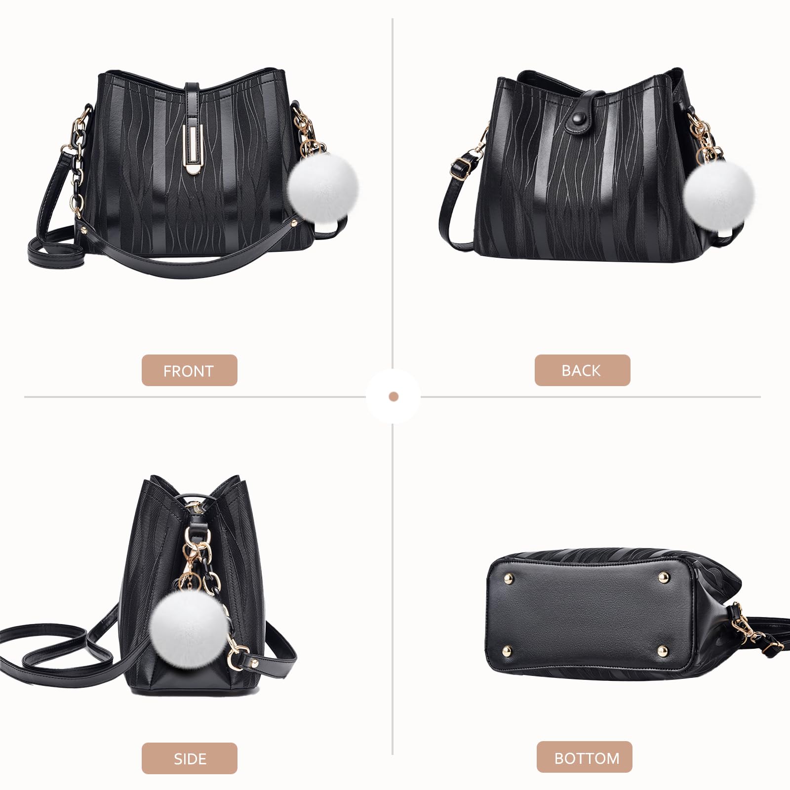 NICOLE & DORIS Handtasche Damen,Elegante Schultertasche,Tote Für Frauen Mittelgroß Henkeltasche Damen-Umhängetaschen Wasserdicht mit Abnehmbarer Schultergurt