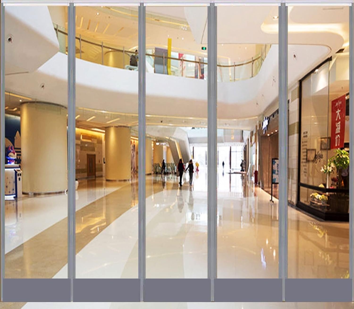 Rideau de séparation de climatisation de centre commercial transparent en PVC souple