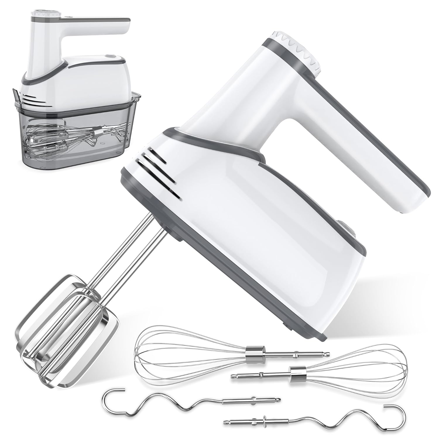 Cordless Electric Hand Mixer 12 Speeds Powerful Handheld Mixer with 6 Stainless Steel Attachments 2 Beaters 2 Dough