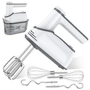Cordless Electric Hand Mixer 12 Speeds Powerful Handheld Mixer with 6 Stainless Steel Attachments 2 Beaters 2 Dough