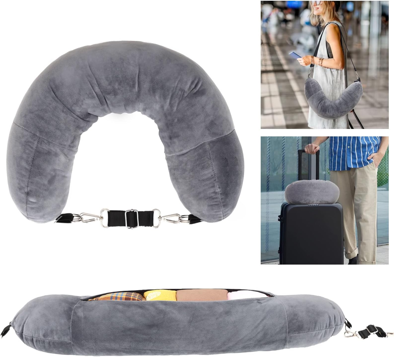 Stuffable Travel Pillow, Stuffable Neck Pillow for Travel