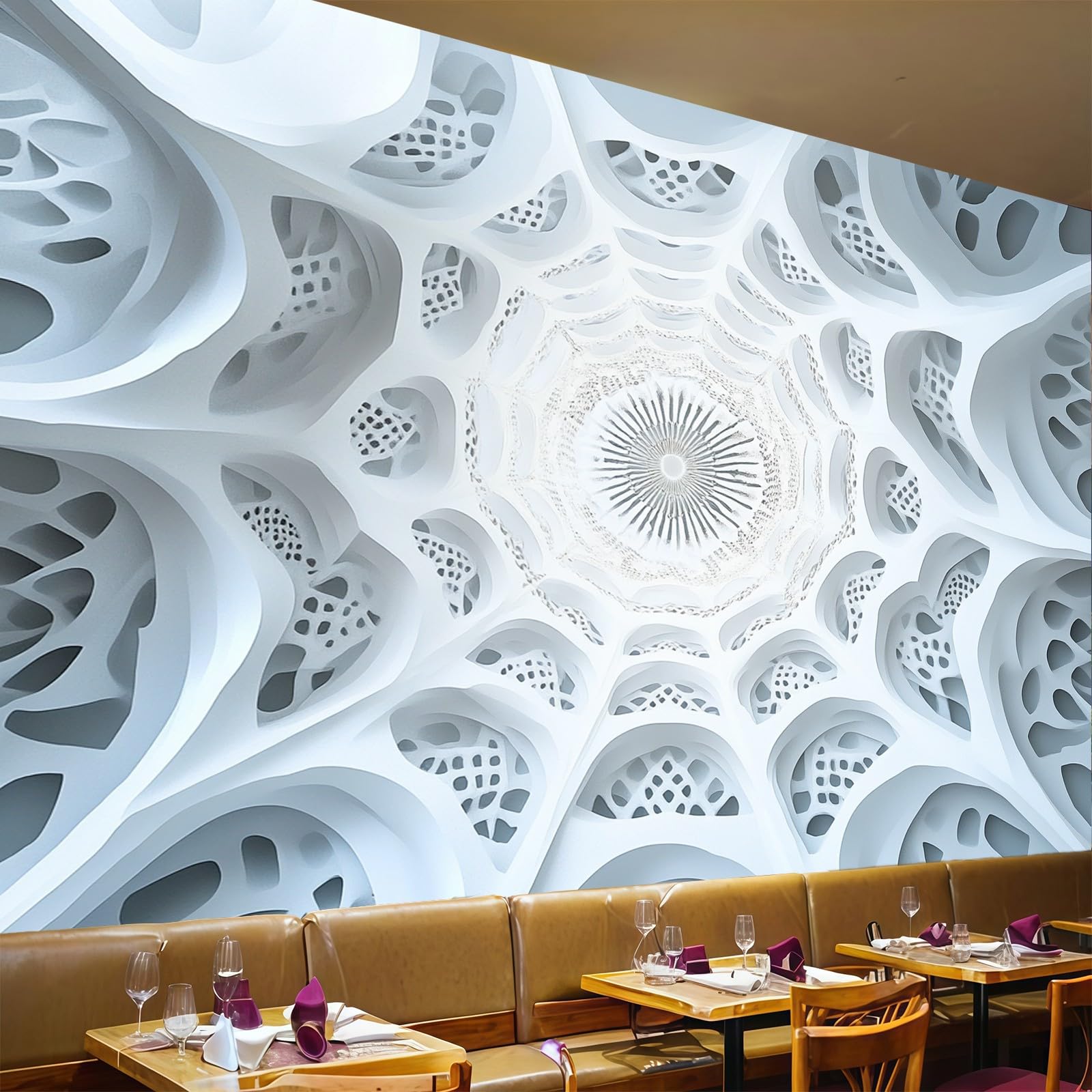 Papier peint intissé motifs géométriques abstraits fresque moderne