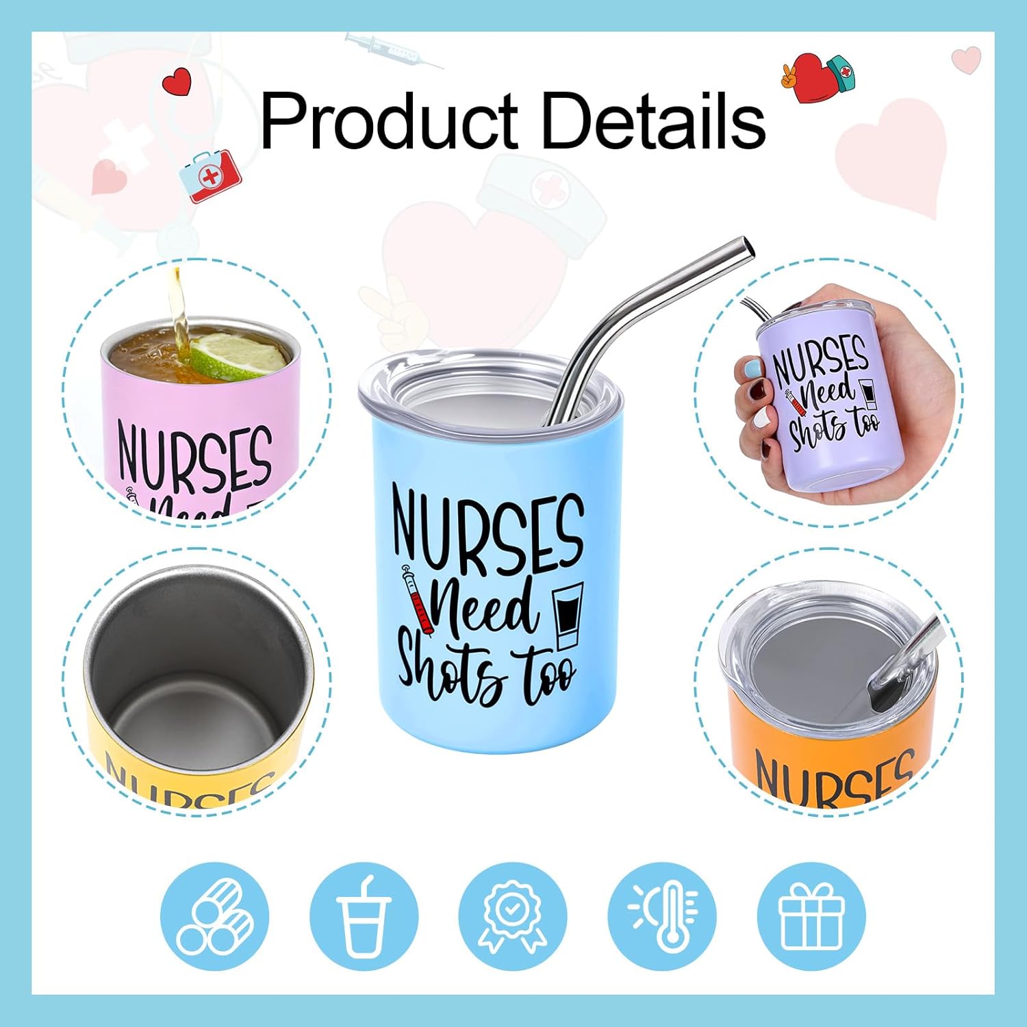 clothmile 12 Pack Nurse Week Appreciation Gifts Include 12 Coffee Mugs 12 Keychain Mini Stainless Steel Tumbler with Keychain for Nursing Students Graduation Gift Funny Birthday School Gift