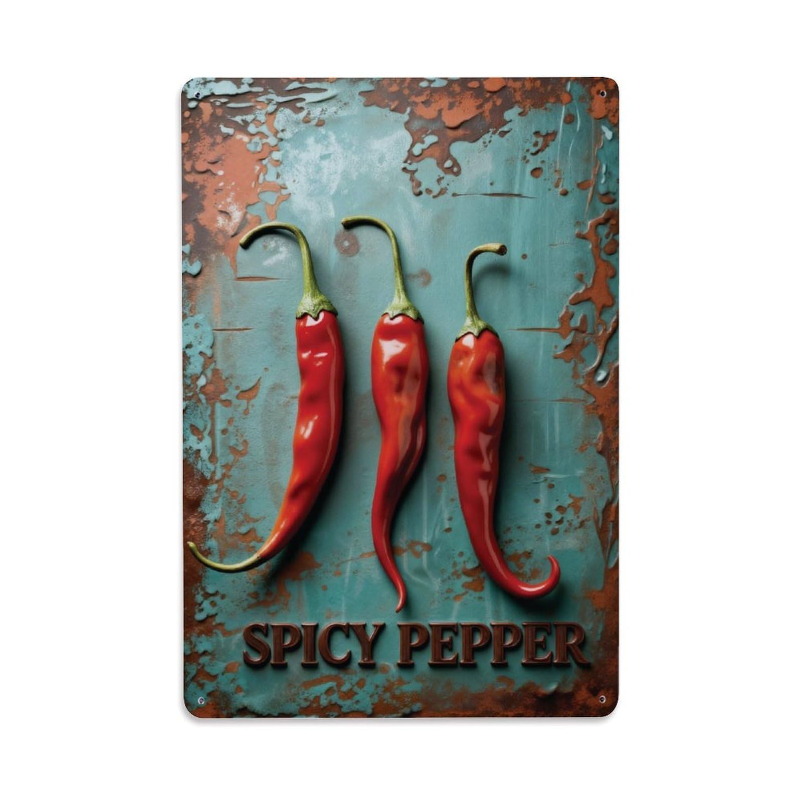 Ldfuieksufg Style Vintage Spicy Pepper Metal Sign Vintage Aluminium Metal Sign, Retro Wall Decor For Home, Bar, Garage & Farmhouse 30X20cm