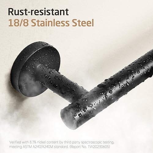 Miniatura 3 de KES Soporte de papel higiénico negro, soporte para papel de baño, rollo de papel SUS 304 de acero inoxidable, montaje en pared, negro mate,