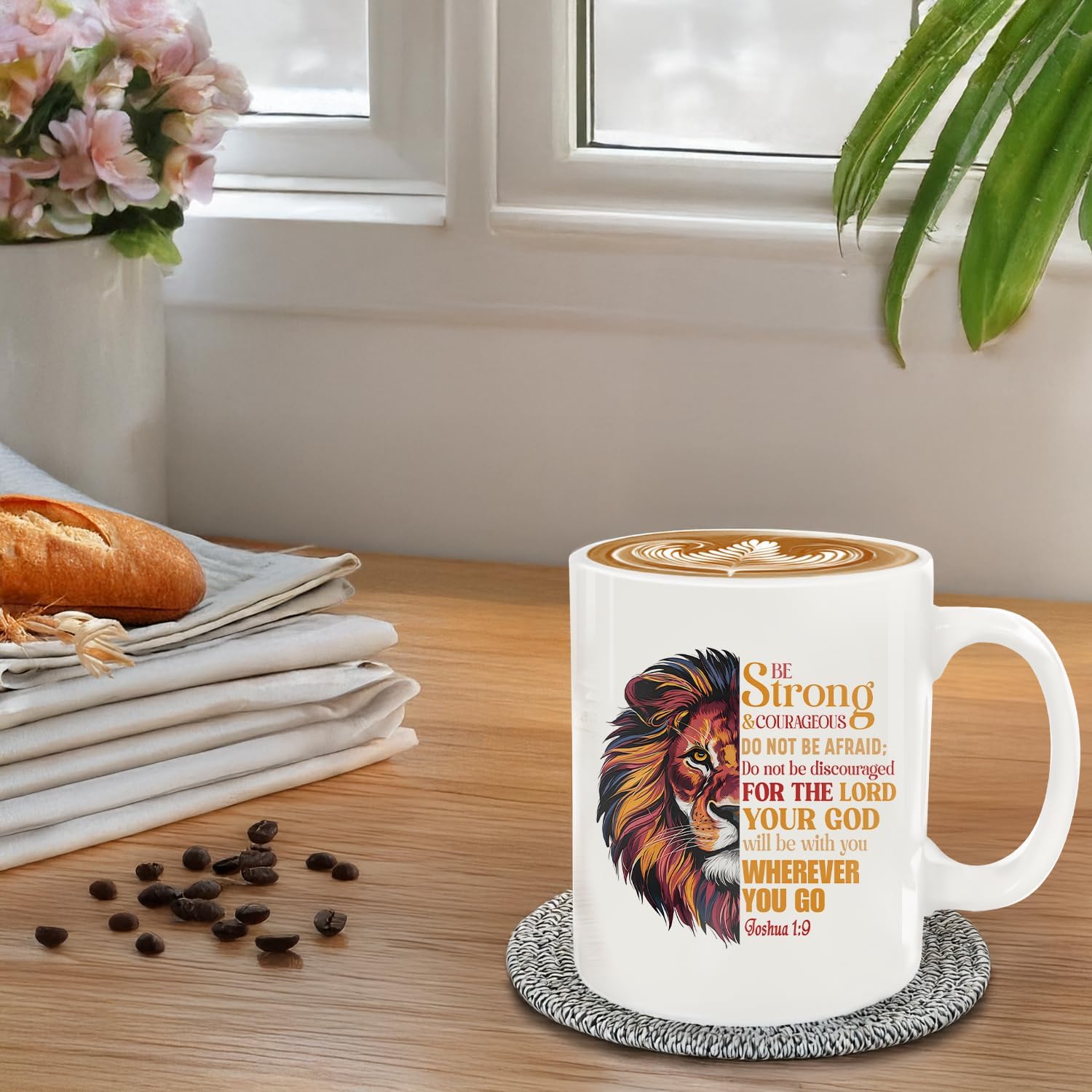 Christian Gifts for Men Ceramic Mug, Religious Gifts, Inspirational Scripture Coffee and Tea Mug, God Gift for Men Dad Bible Verse Joshua1:9 for Birthday Christmas Father's Day gifts (White-Be Strong)