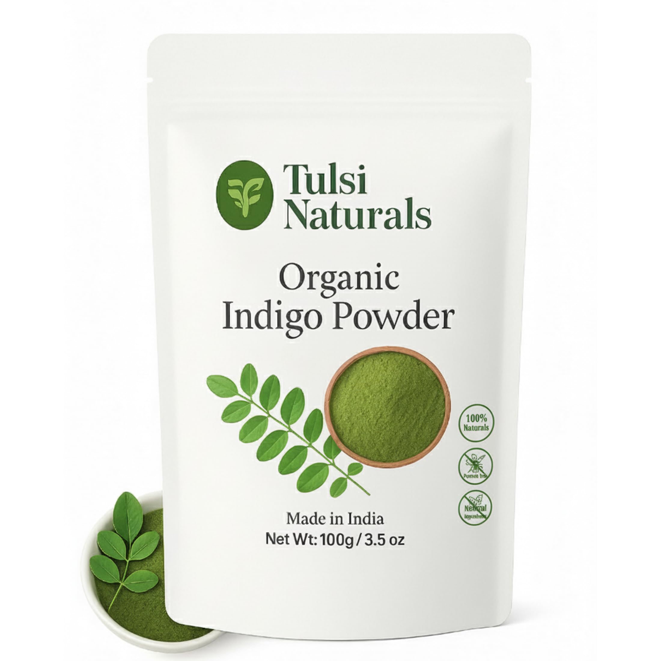 Tulsi Naturals 100% Natural Indigo Powder for Hair – Organic, Chemical-Free Hair Color – Herbal Black Hair Dye – Pure Indigofera Tinctoria – Plant-Based Powder (Green, 100g)-picture-23