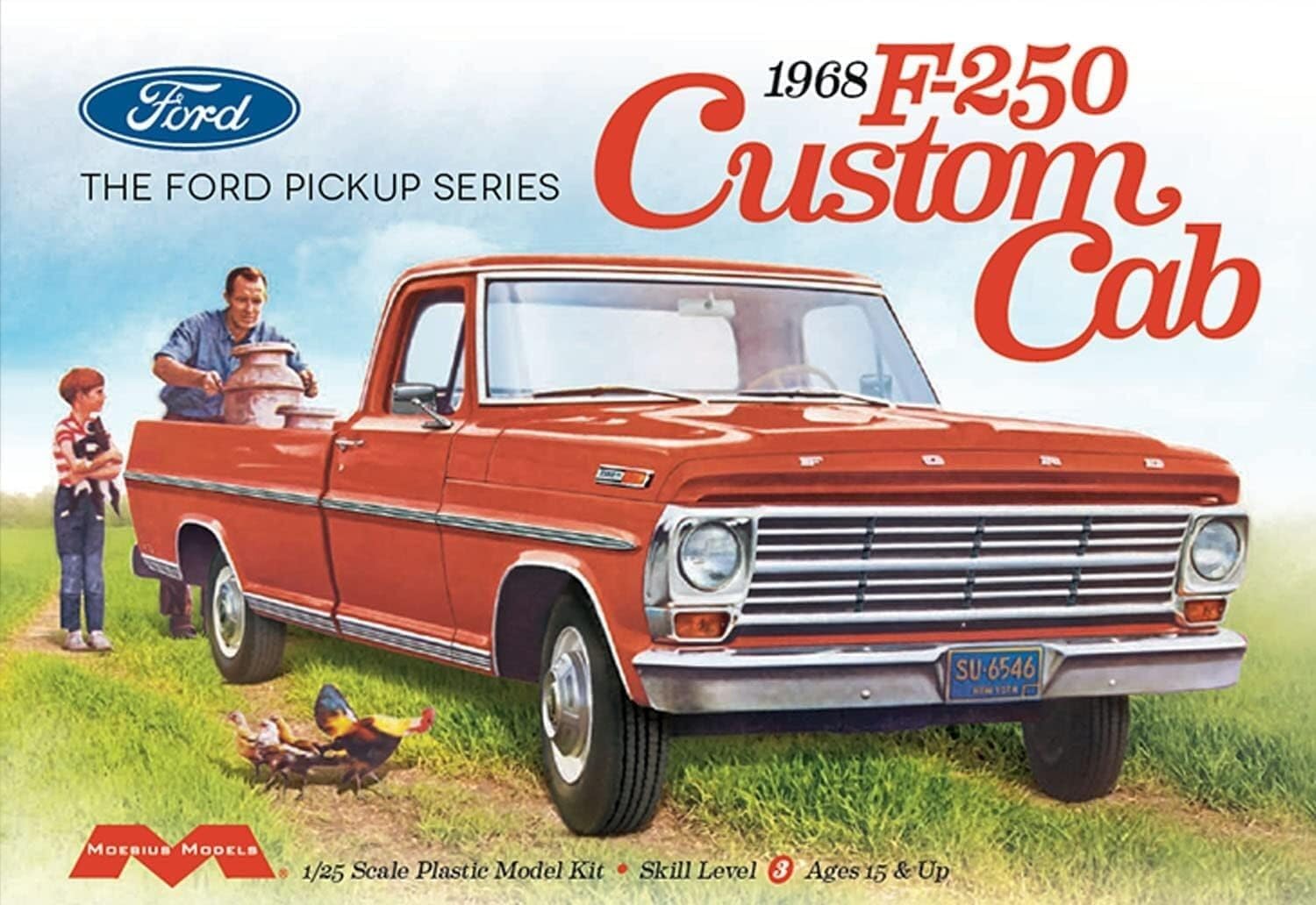 Moebius Models 2564 1:25 1968 F0RD F-250 Custom Cab Pickup Plastic Model Kit