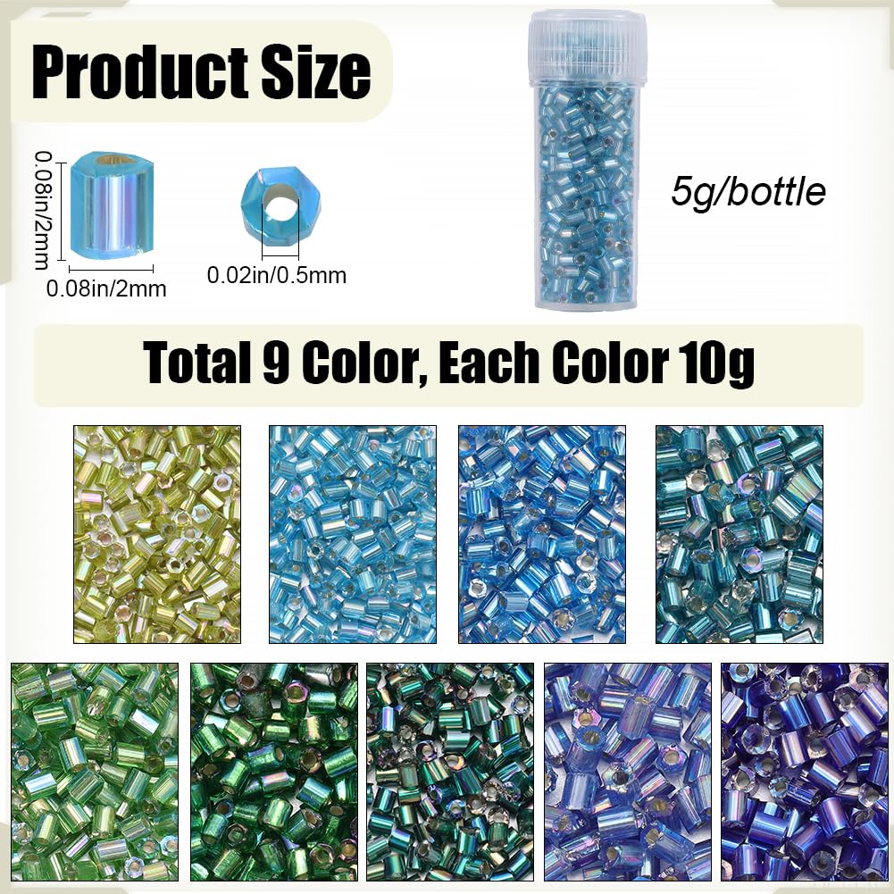 SUNNYCLUE Perles Cylindriques De 2 Mm, 16 Couleurs, 80 G - Mini Perles D'espacement En Verre De 2 Mm Pour La Fabrication De Bijoux, Boucles D'oreilles Et Bracelets