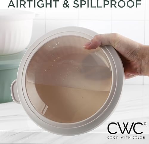 Vista 137 de COOK WITH COLOR - Juego de tazones de preparación profundos con tapas, para mezclar, de plástico, pequeños y apilables (color rosa/gris)