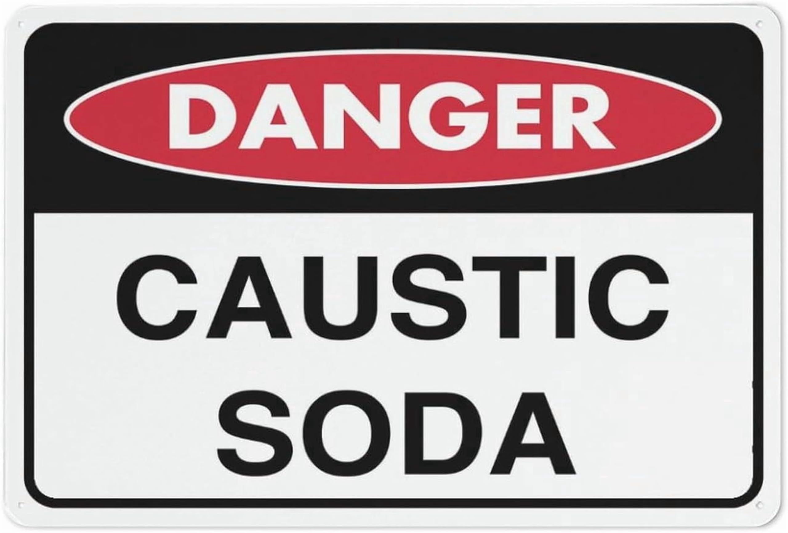 (2-Pack) Metal Tin Sign Danger Caustic Soda Sign For House 12" X 8" Yard Sign, Premium Sun-Proof, Rust-Free