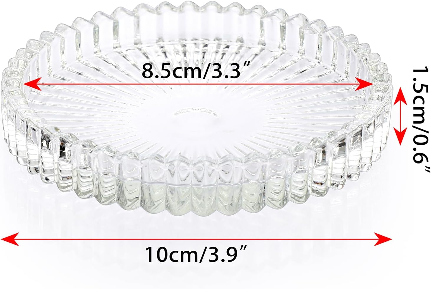JUXYES 8 Pack Clear Crystal Coasters Round Cup Mat, Glass Coasters for Drinks Coffee Tea Wine, Decorative Wine Bottle Coaster, Crystal Drink Coasters for Restaurant bar Kitchen Dining Table
