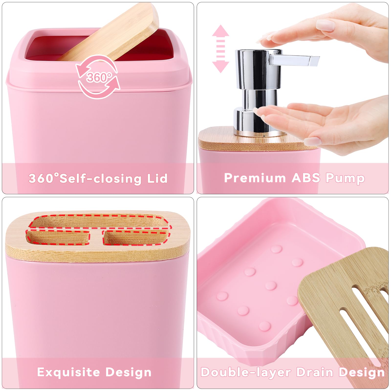 Badezimmer-Set Mülleimer & WC-Bürste - 3L Pedal-Bin Matt Rosa, 2-teilig Von Harbour Housewares