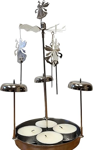 Spinning Angels - Vela giratoria con campanillas  Diseño de estilo escandinavo sueco  Aproximadamente 8 pulgadas de alto