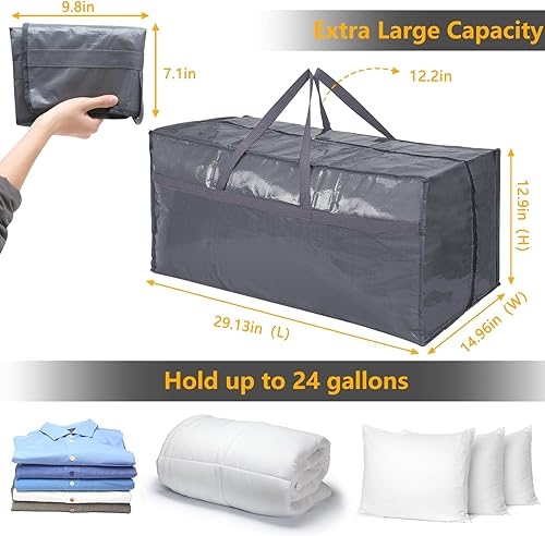 Miniatura 2 de Fixwal Paquete de 4 bolsas de mudanza con correas de mochila, cajas de mudanza y contenedores de almacenamiento alternativos, suministros de