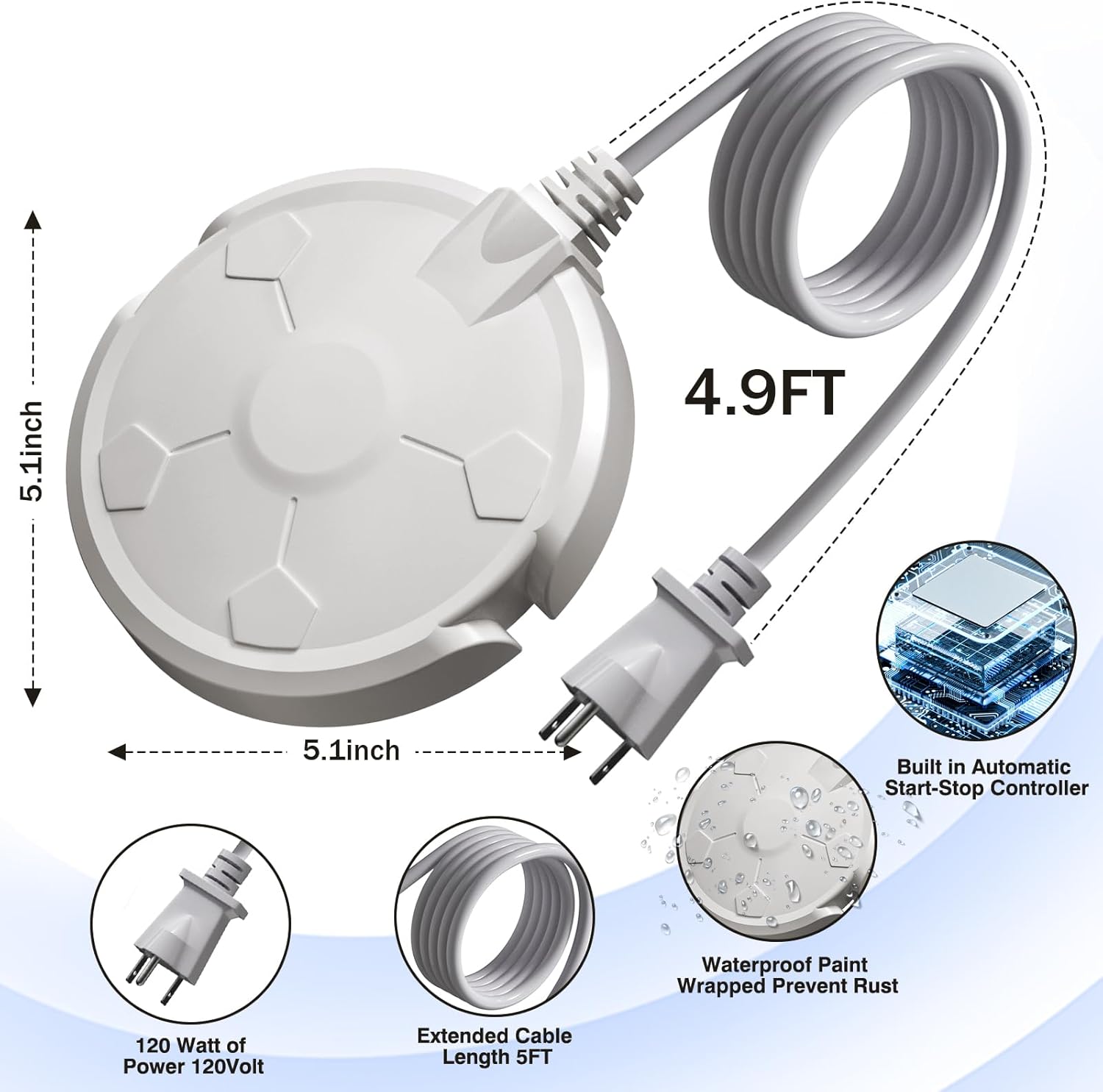 Bird Bath Heater for Outdoors in Winter, 120W Birdbath Heaters for Outdoor Bird Bath Deicer Pond De-icer with Thermostatically Control, Heated Bird Bath Water Heater for Bird Chicken Livestock (White)