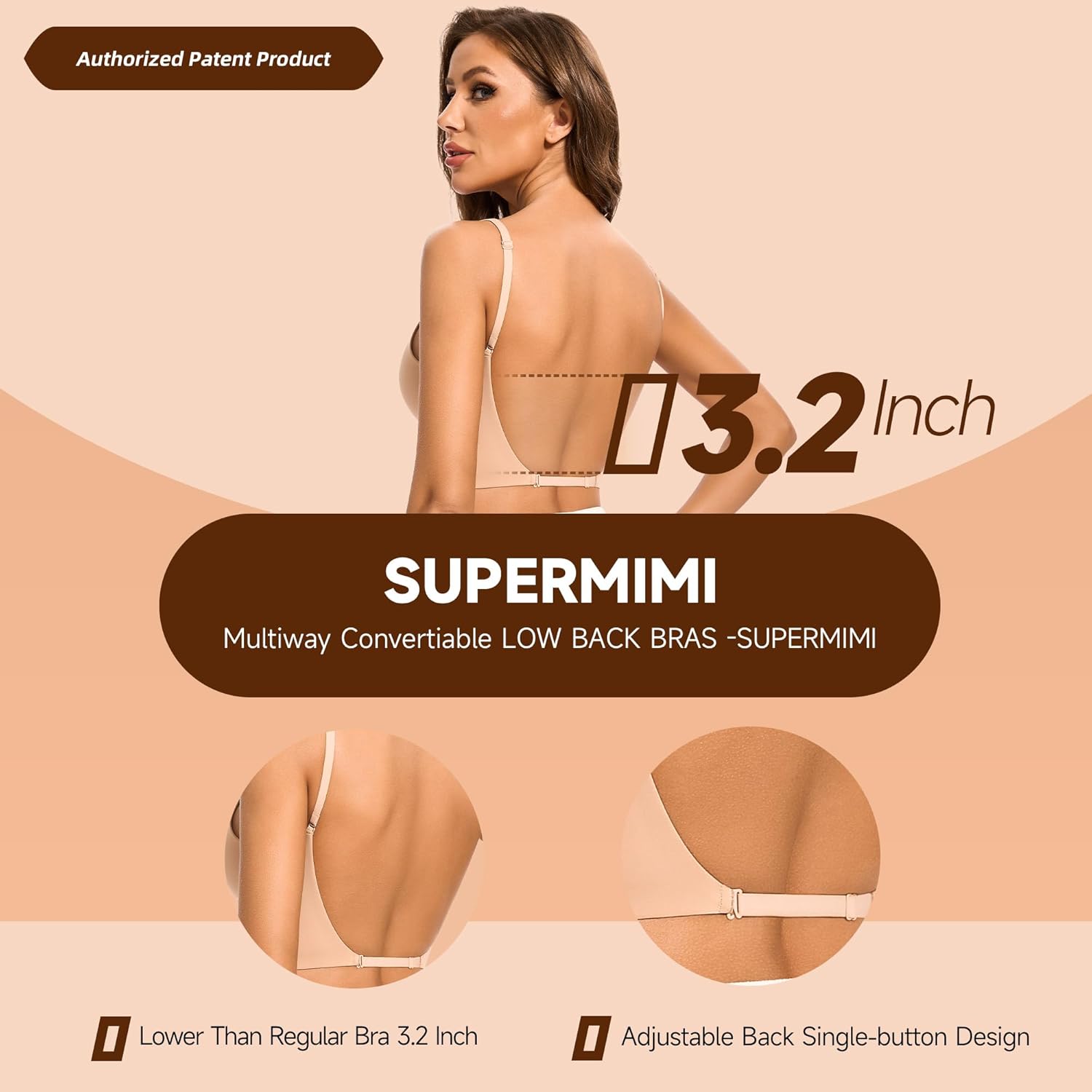 Low Back Bra for Women-Invisiable Backless Bras-Lightly Lined No Show Open Back Low Cut Bra Multiway Halter Bras - Image 3