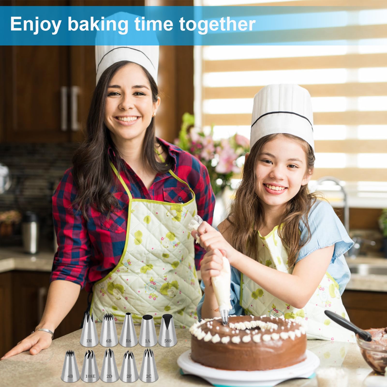 Douille Patisserie Professionnelle Compatible Poche à Douille, 10 PCS Grosse Douille Cannelée Décorer Gâteaux Cupcakes