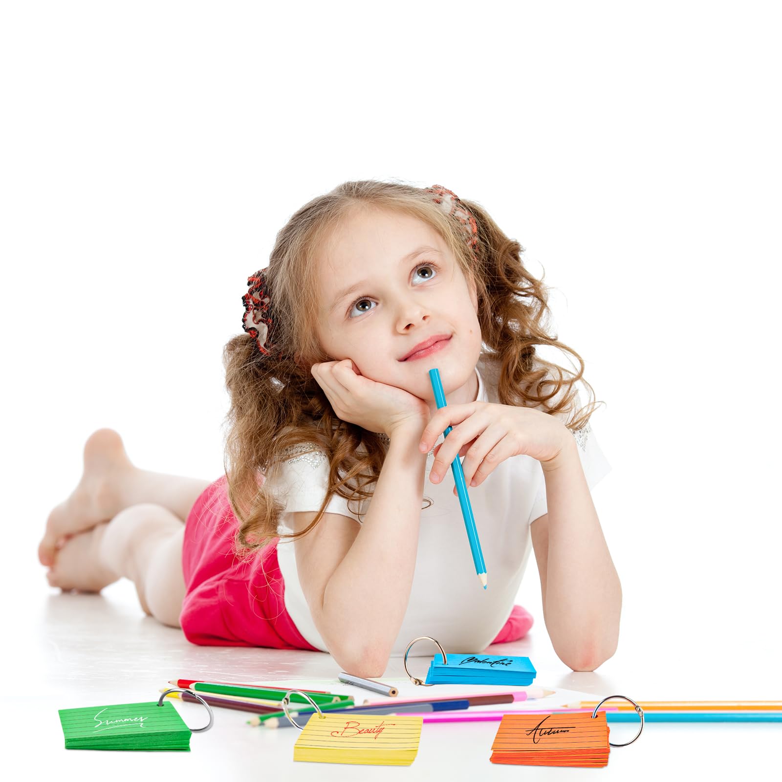Lot De 500 Fiches Bristol Lignées Avec Anneau - 5 Couleurs Papier Kraft - 7,6 X 12,7 Cm - Pour Révisions, Prises De Notes, Flashcards - Bureau, école, Maison - 2