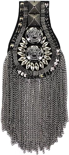 Miniatura 6 de Blazer Hombreras de hombro con borla Cadena charreteras de metal cuentas punk flecos Epault para traje 2 piezas (dorado)