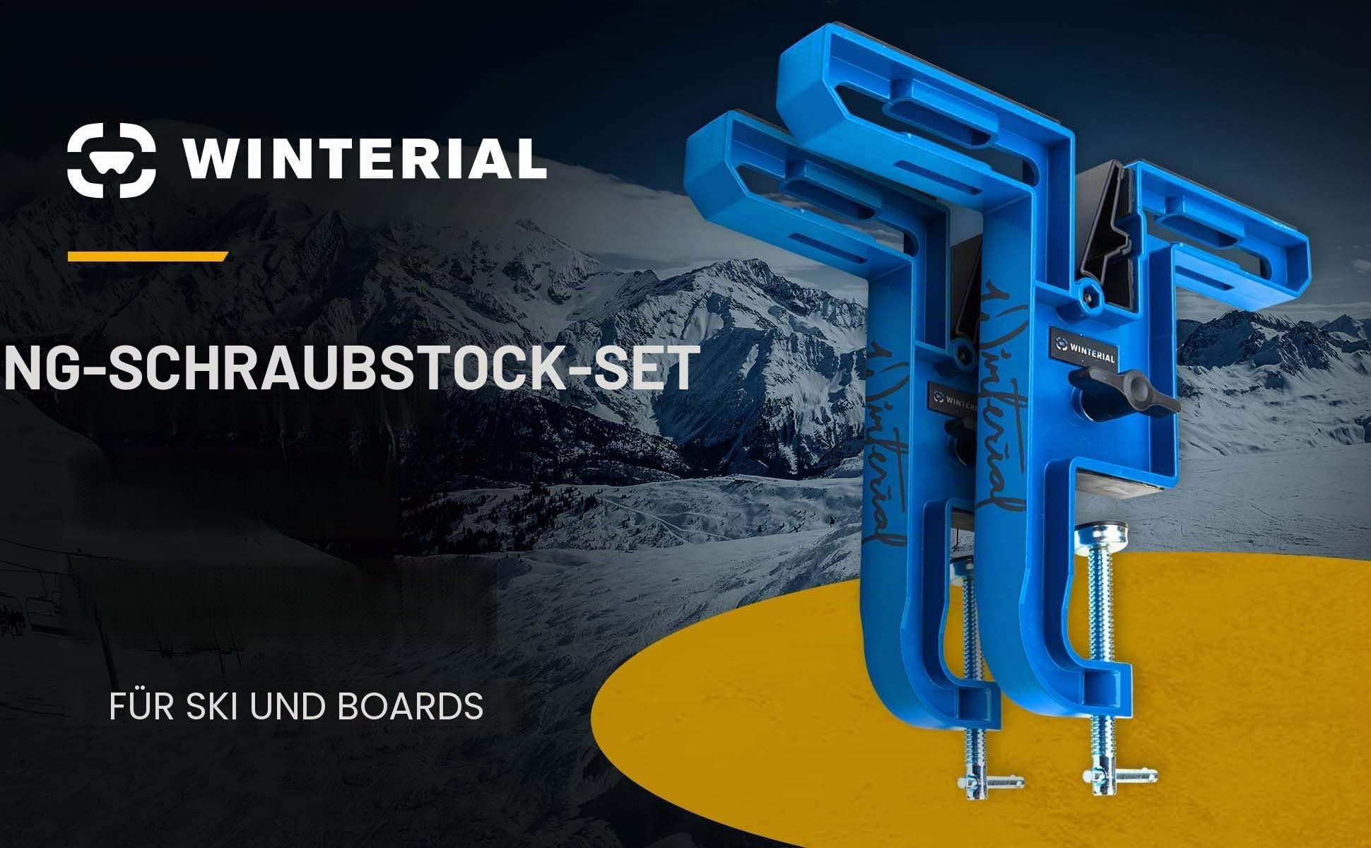Winterial Ski und Snowboard Schraubstock, Set mit 2 Spannzangen zum Wachsen, Reparieren & Tuning, Horizontale & Vertikale Ausrichtung mit Gummibremshaltern und sicherem Board-Griff