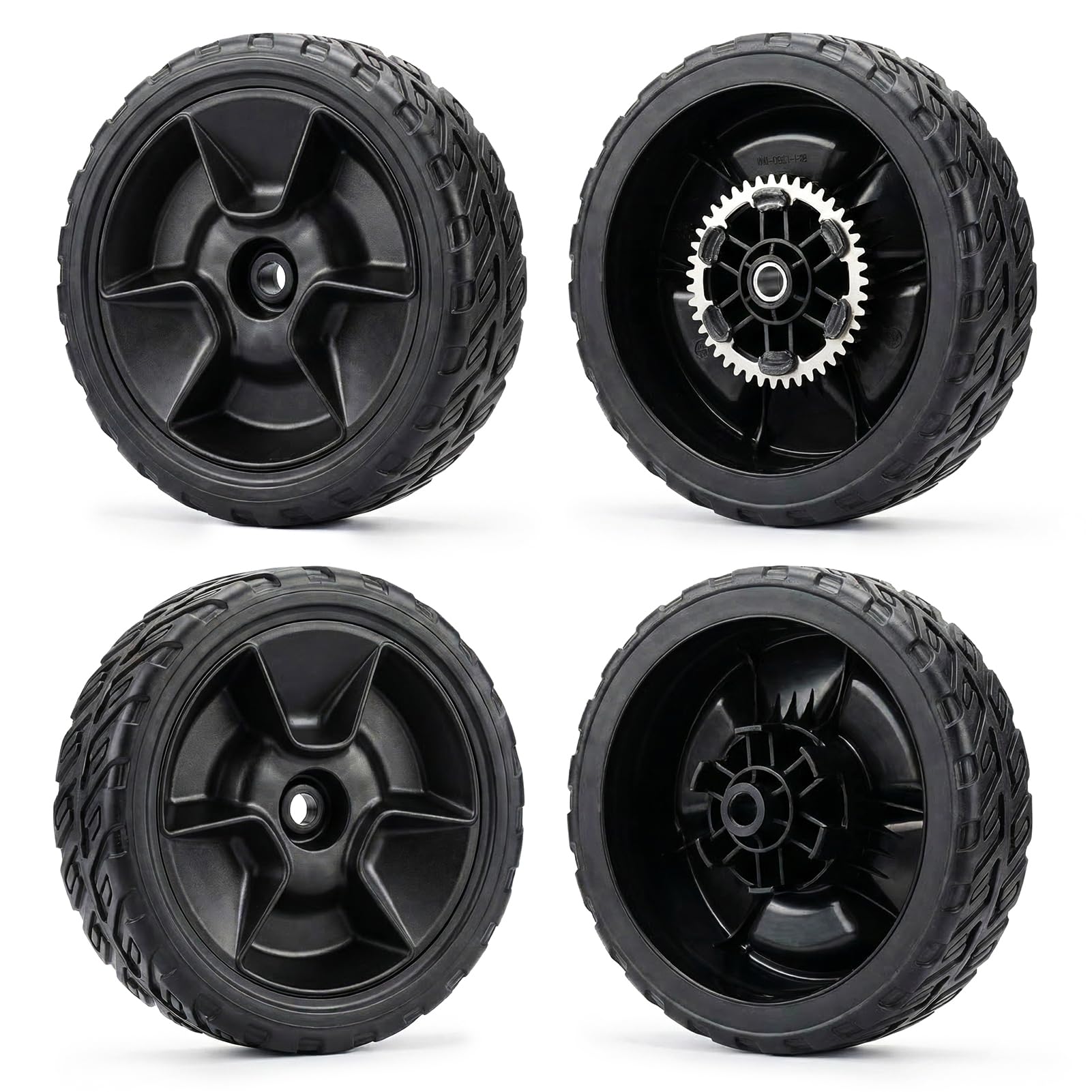 Juego de 4 ruedas para cortacésped de 8 pulgadas para Honda HRN216, incluye 2 ruedas traseras 42710-VR8-N00ZA y 2 ruedas delanteras 44710-VR8-N00ZA, compatible con modelos HRN216 VKA VYA VLA