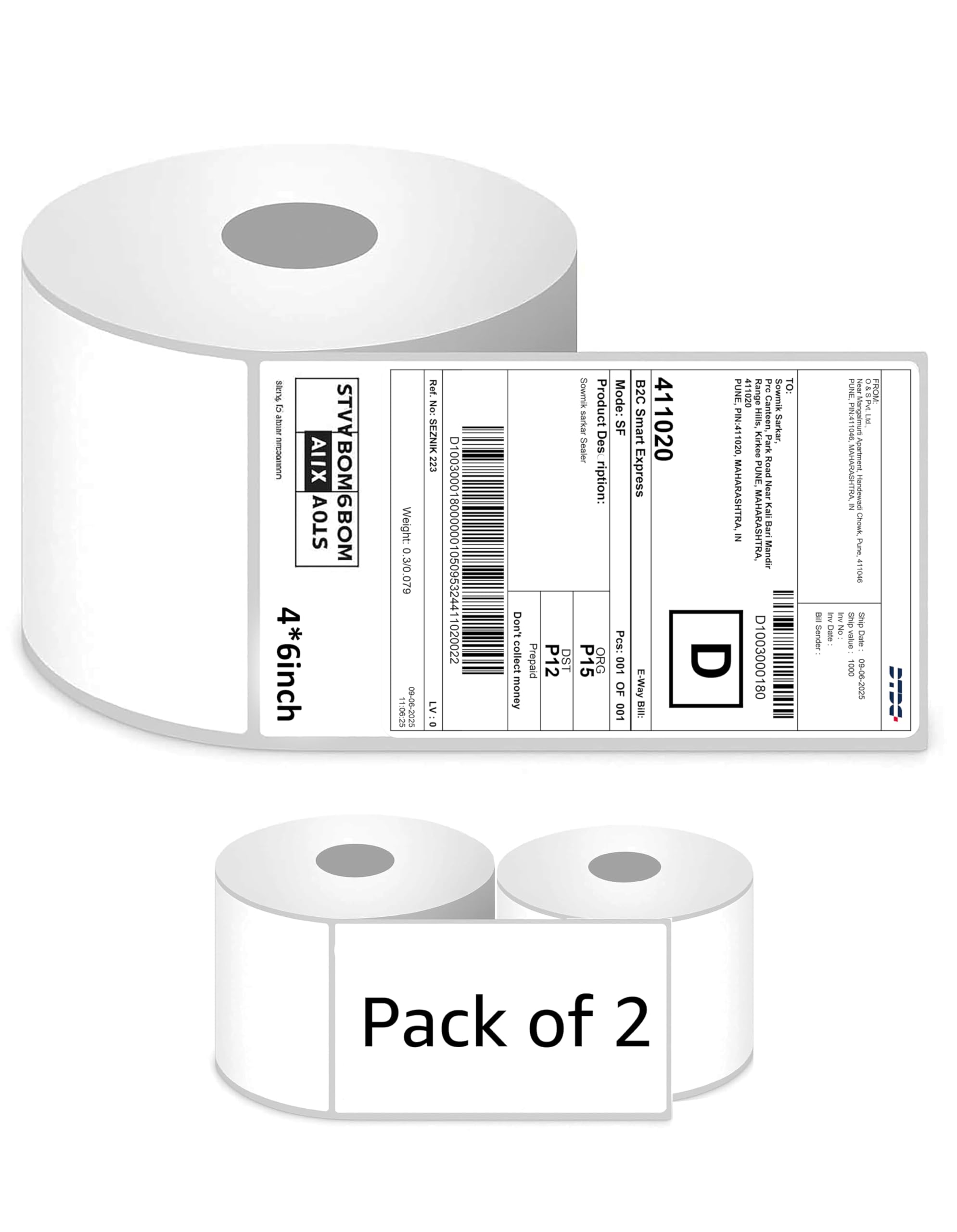 SEZNIK Thermal Printer 4x6 Inch Label Paper (100x150mm) | 800 Labels | Shipping, Parcel, Barcode & Address Labels | Waterproof, Oil & Scratch Resistant Label Roll | BPA Free | Perforated (Pack of 2)-image-47
