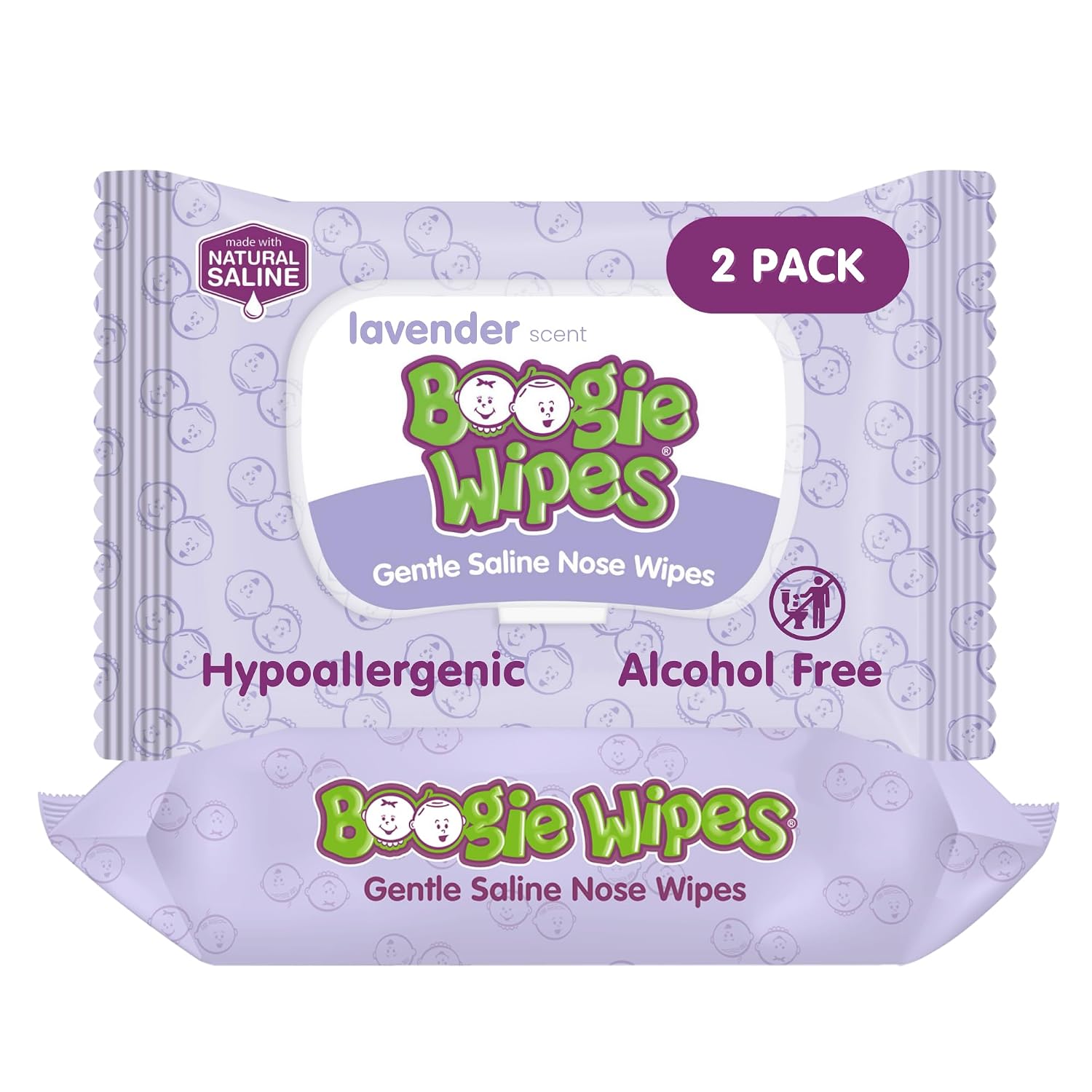 Boogie Saline Nose Wipes Lavender Scent - 90 Count