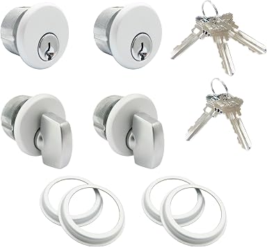 elox Zinc Mortise 2PC KA aka Key Aliked or Matching Keys keyed Cylinder and 2PC knob Cylinder for Adams Rite Commercial Storefront Door Lock 2 Pairs Packed AL Color