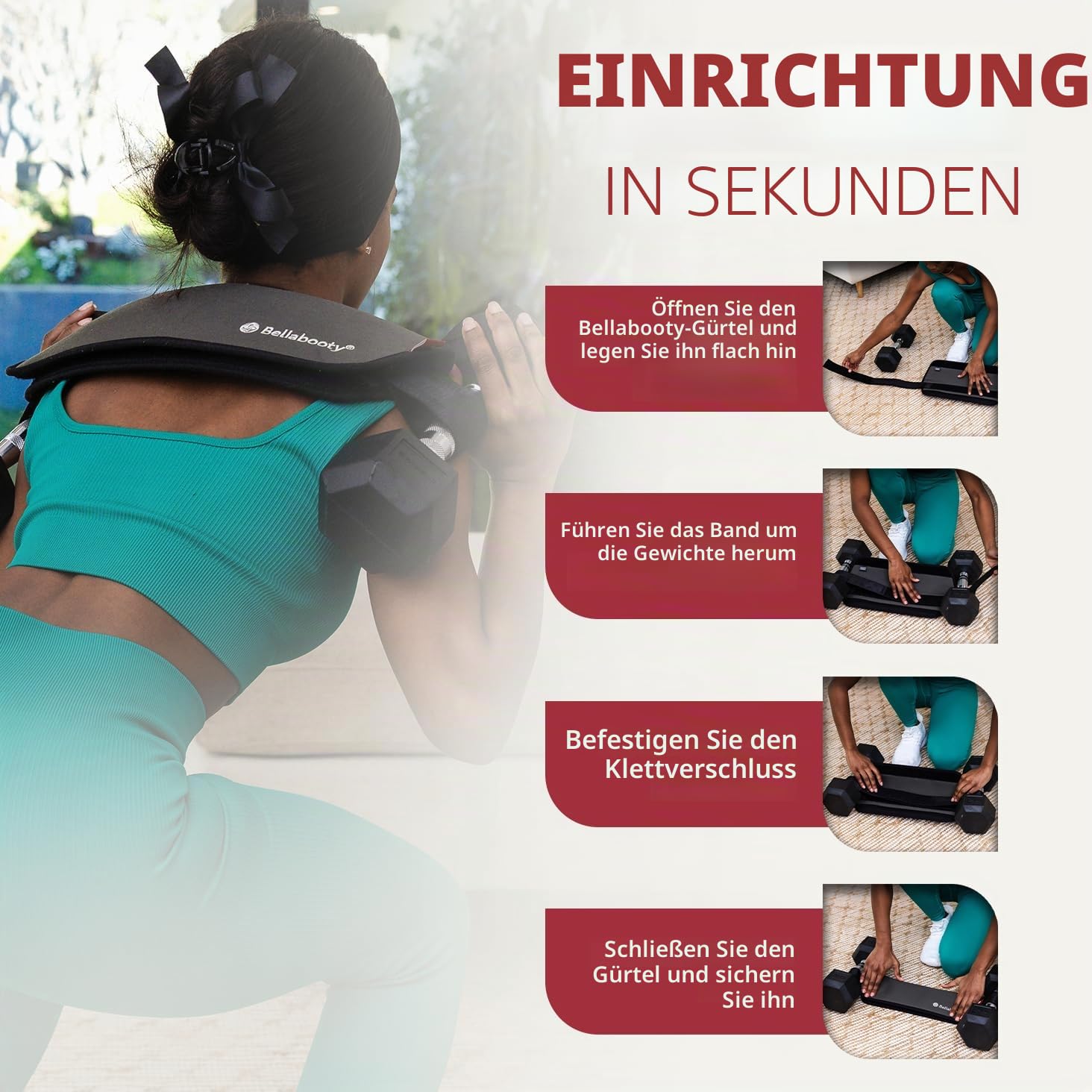 Bellabooty Übungs-Hüftgurt, einfach zu verwenden mit Hanteln, Kugelhanteln oder Tellern, rutschfeste Polsterung, die Ihre Hüften für das Fitnessstudio, Heimtraining oder unterwegs schützt