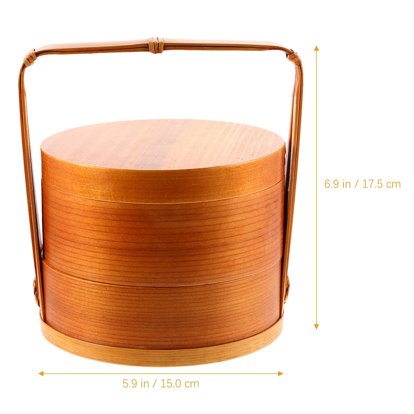 TOPBATHY Contenitore Bento a Doppio Strato in Legno Manico Portatile