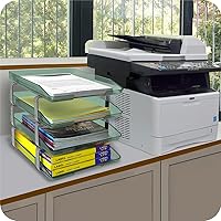 Vista 5 de Acrimet Bandeja de cartas tradicional de 4 niveles de carga frontal de plástico para escritorio (color verde transparente)