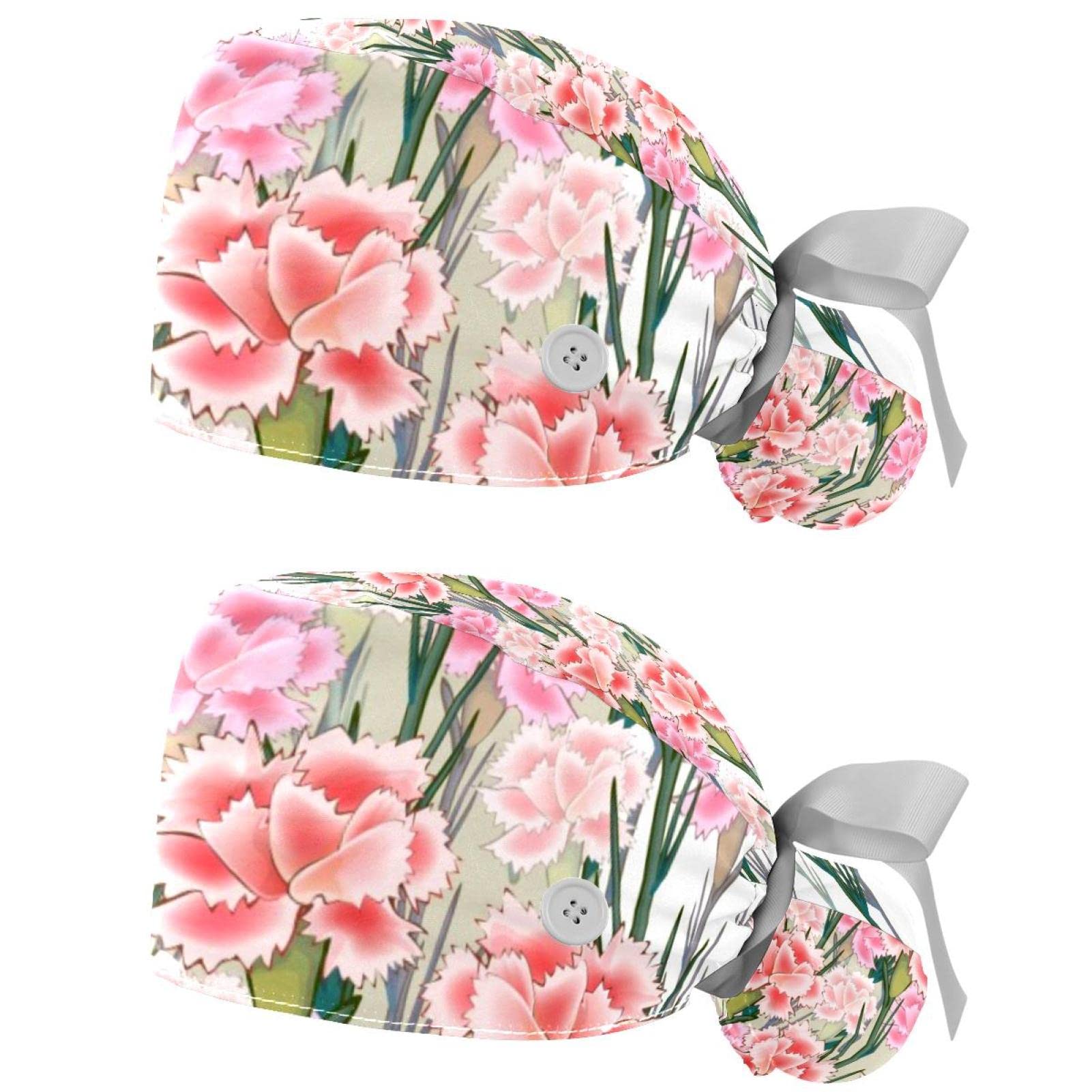 Chapeaux de travail anti-transpiration JDEZ à imprimé œillets roses - 7