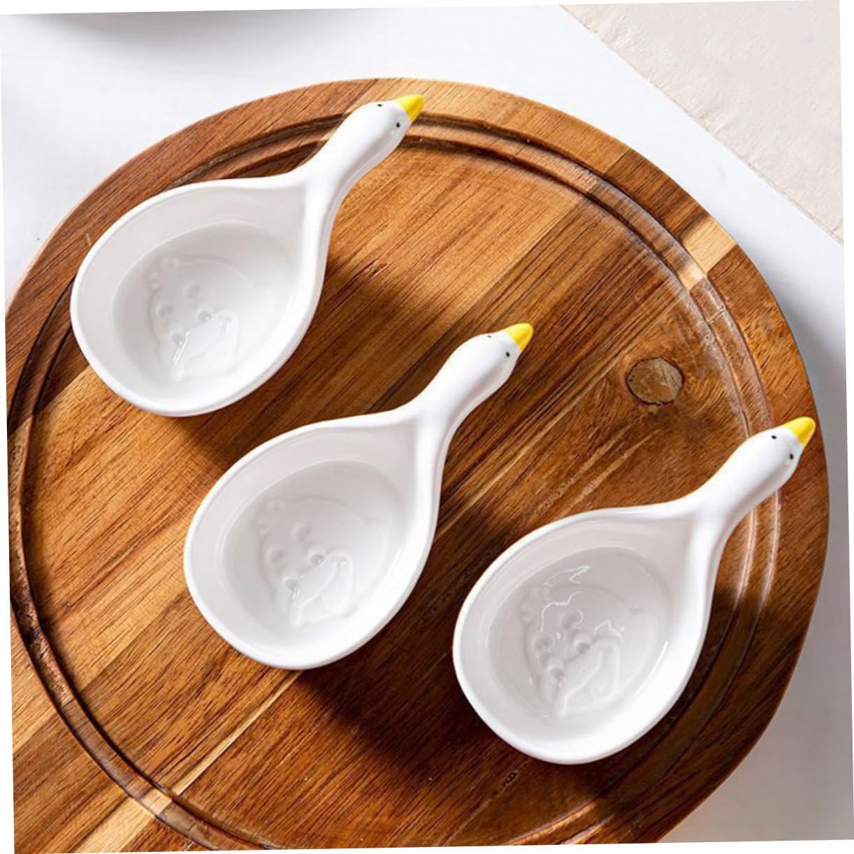 Healifty 2pcs Ceramic Swan Shaped Small Dipping Bowls for Sauces and Condiments Mini Porcelain Side Dish Plates Cute Stackable Seasoning Dishes for Home and Restaurant Use