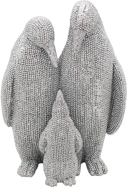 Lesser & Pavey Diamante Silver Art Penguin Family Ornament