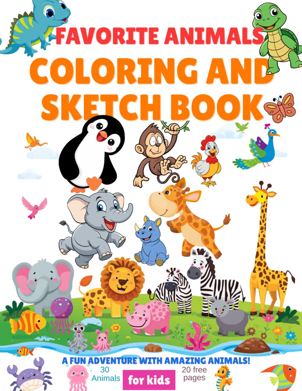 Cute Animal Coloring and Drawing Book for Kids Ages 4–8: Animal Sketch and Coloring Activity Book with Bonus Drawing Pages for Creative Boys and ... 8.5 x 11 Creative Activity Book for Kids