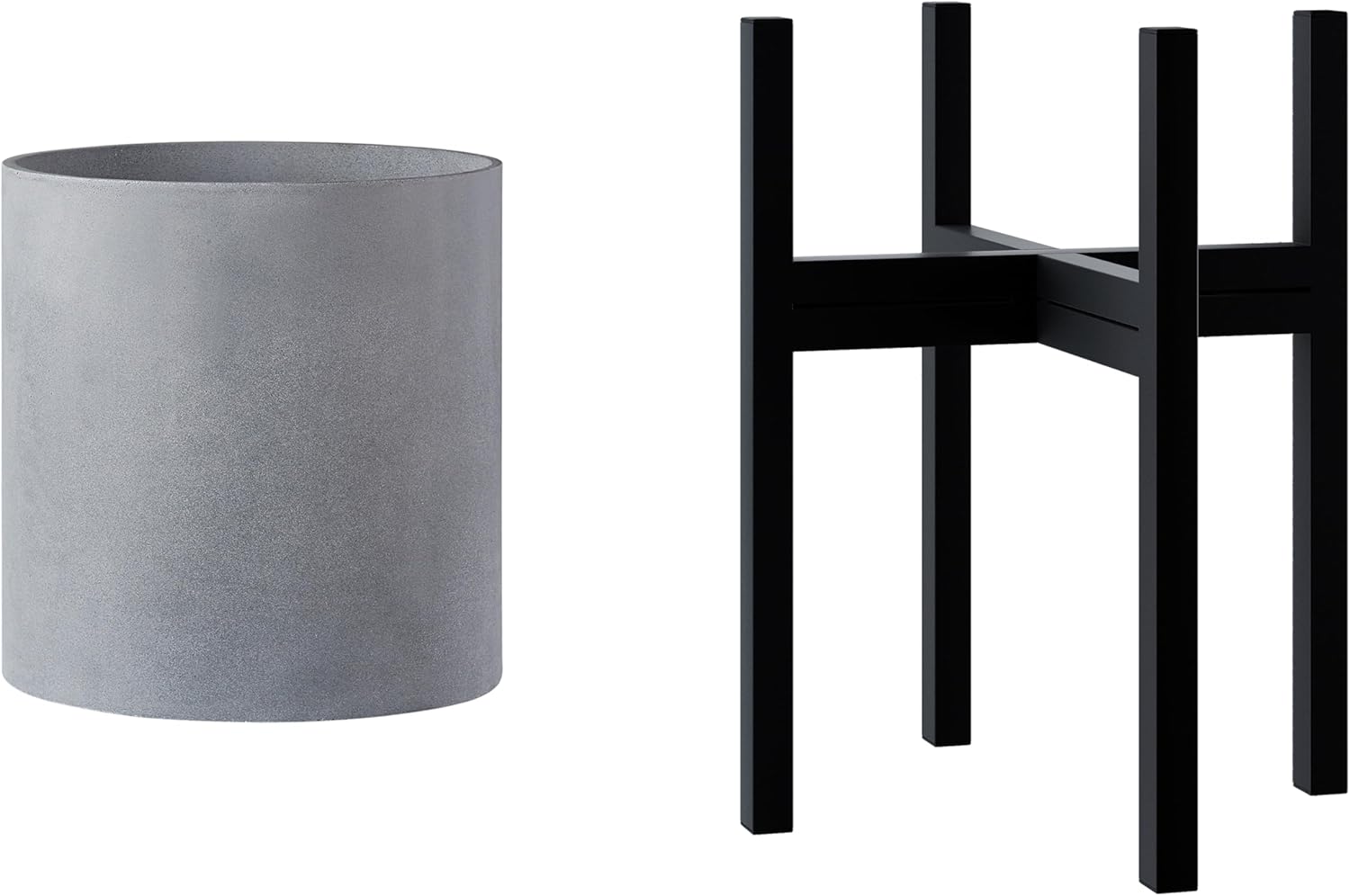 FaithLand 10" Plant Stand and 10" Gray Pot Bundle