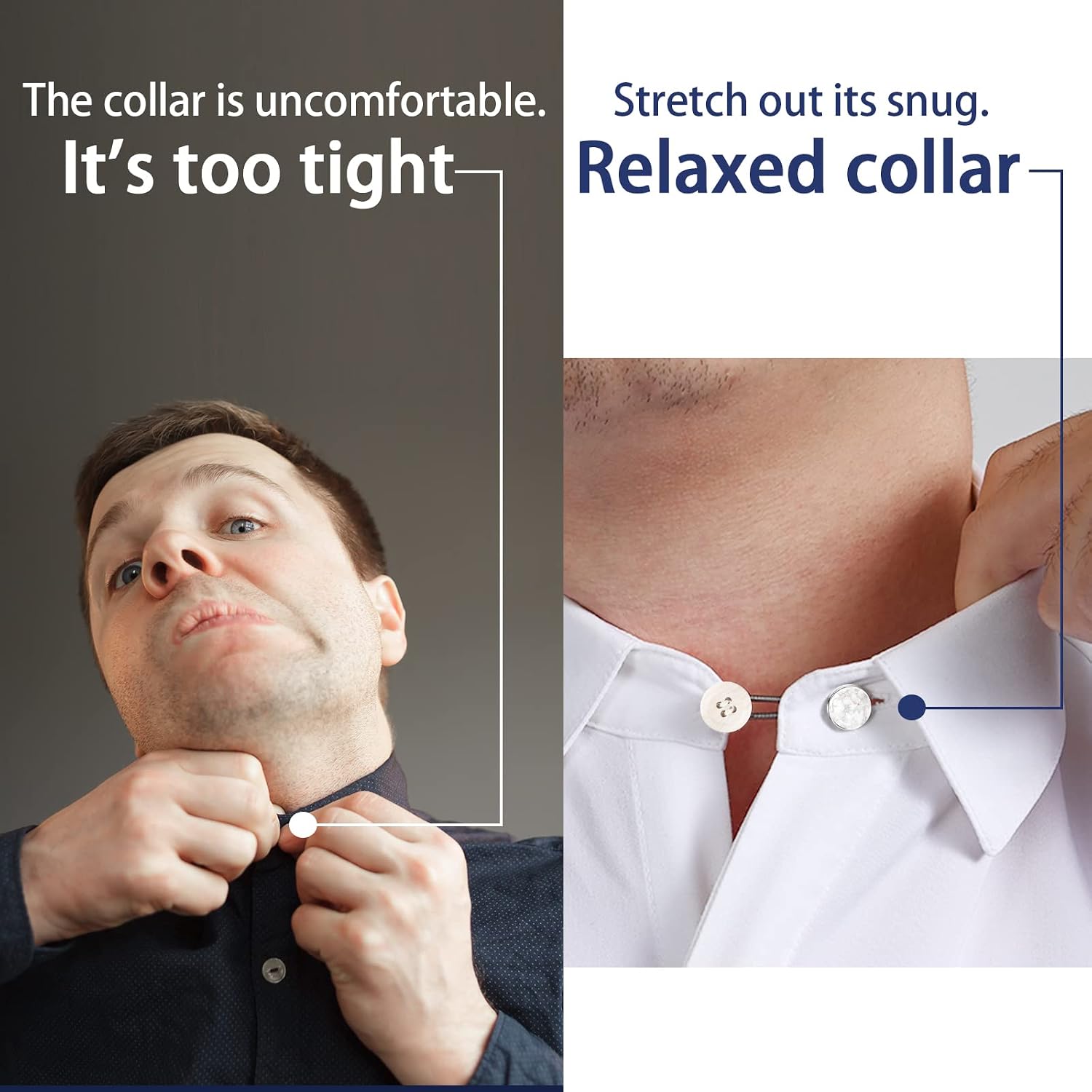 Collar and Shirt Extender for Dress Shirt, Suit Pants, Coat - Button Extender (White Marble)