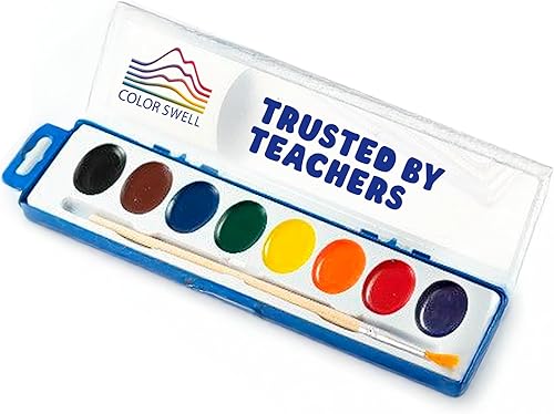 Juego de pintura de acuarela de 8 colores con pinceles de madera, lavable y no tóxico, ideal para niños, estudiantes y actividades en el aula