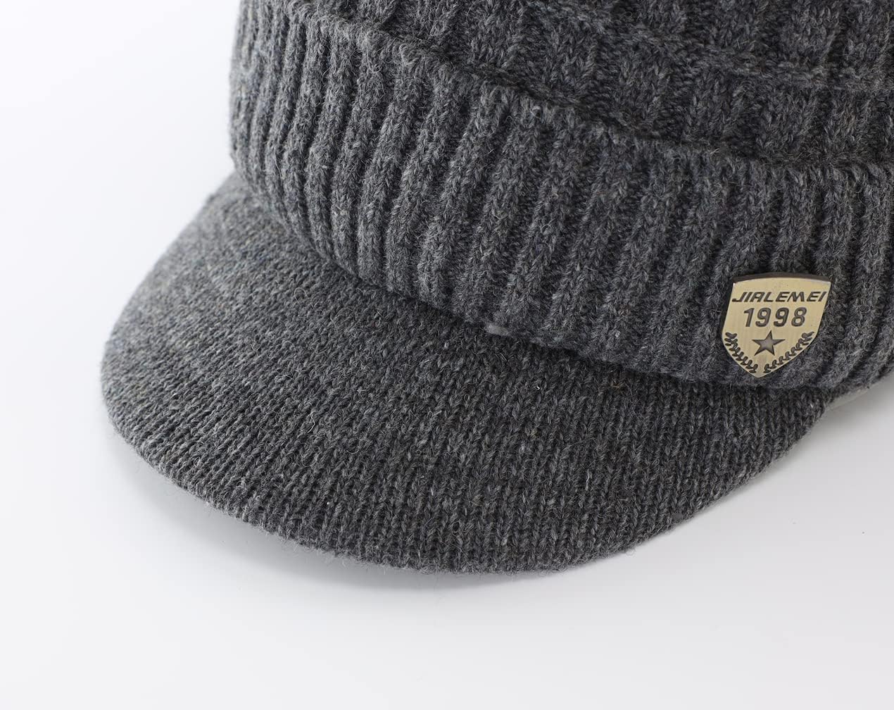 LLmoway Men Women Winter Knit Visor Cuff Beanie Fleece Lined Warm Ski Skull Cap - Image 4