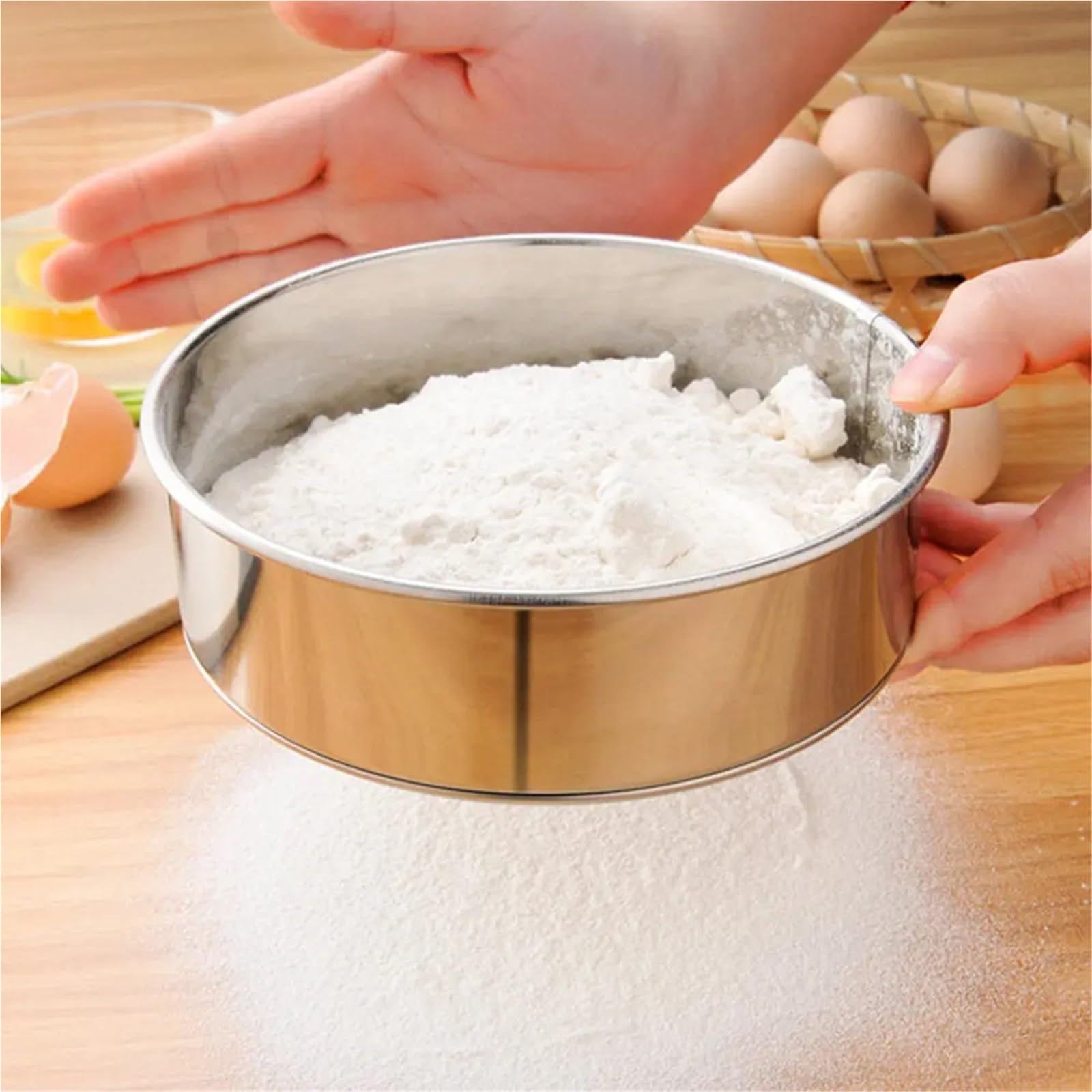 1 Set (3 Pezzi) Setaccio for Farina in Acciaio Inossidabile a Maglia fine 40 Mesh for la Cottura di Biscotti Pane Torta Pasticceria in Polvere Utensile da Cucina per Cucina
