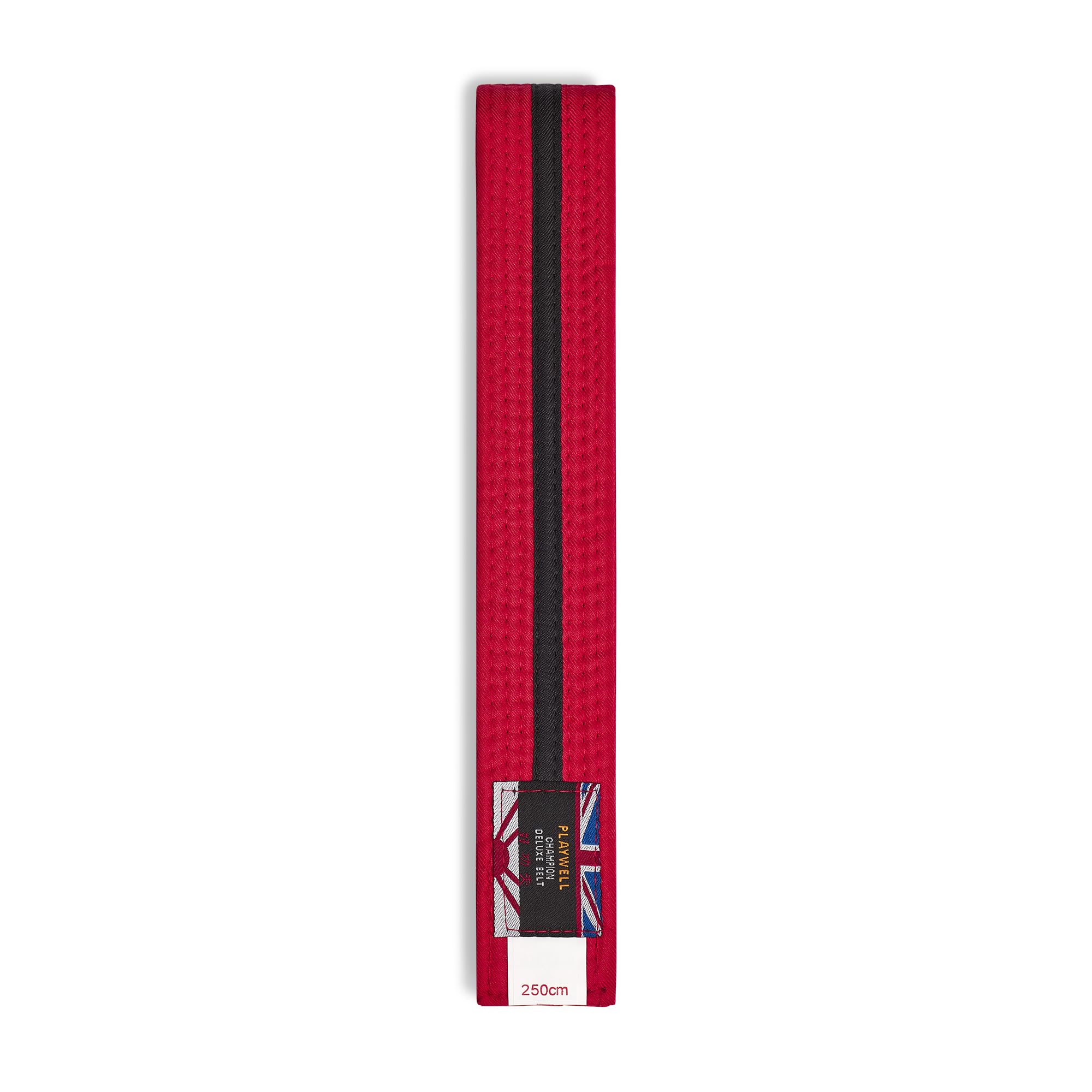 Playwell Unisex Red Belt With Black Stripe Martial Arts Cotton Colou Grading Belt - (Karate, Judo Taekwondo) (, 300Cm)